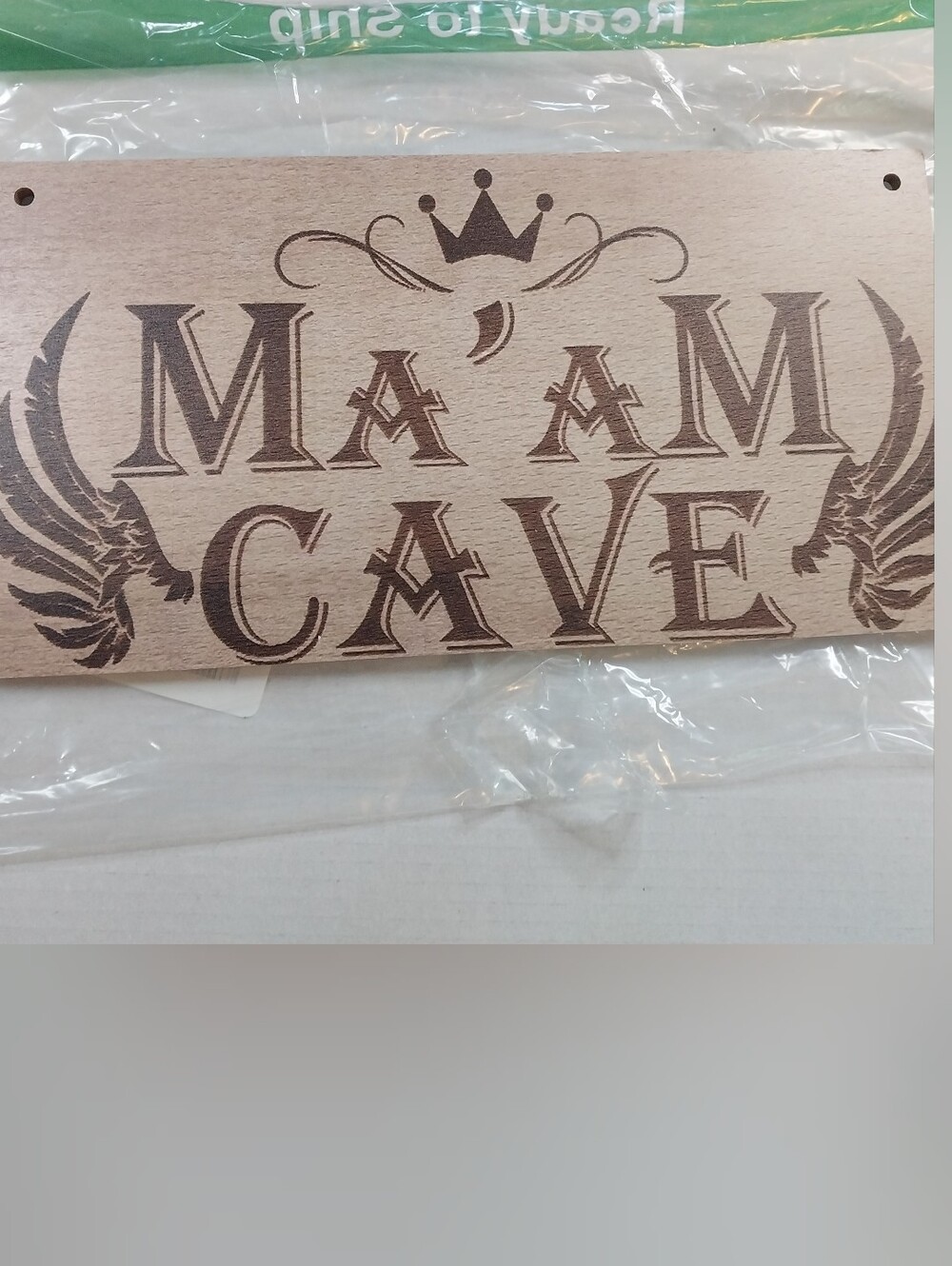 Ma'am Cave Wooden Wall Sign - Brown Rustic Décor